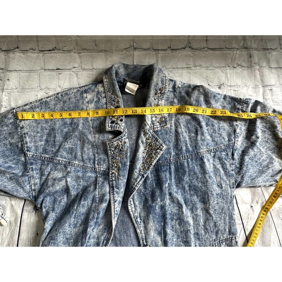 1980's Vintage Acid Washed Jean Duster PG Collections, Studs, Women Size 6 - Picture 12 of 12